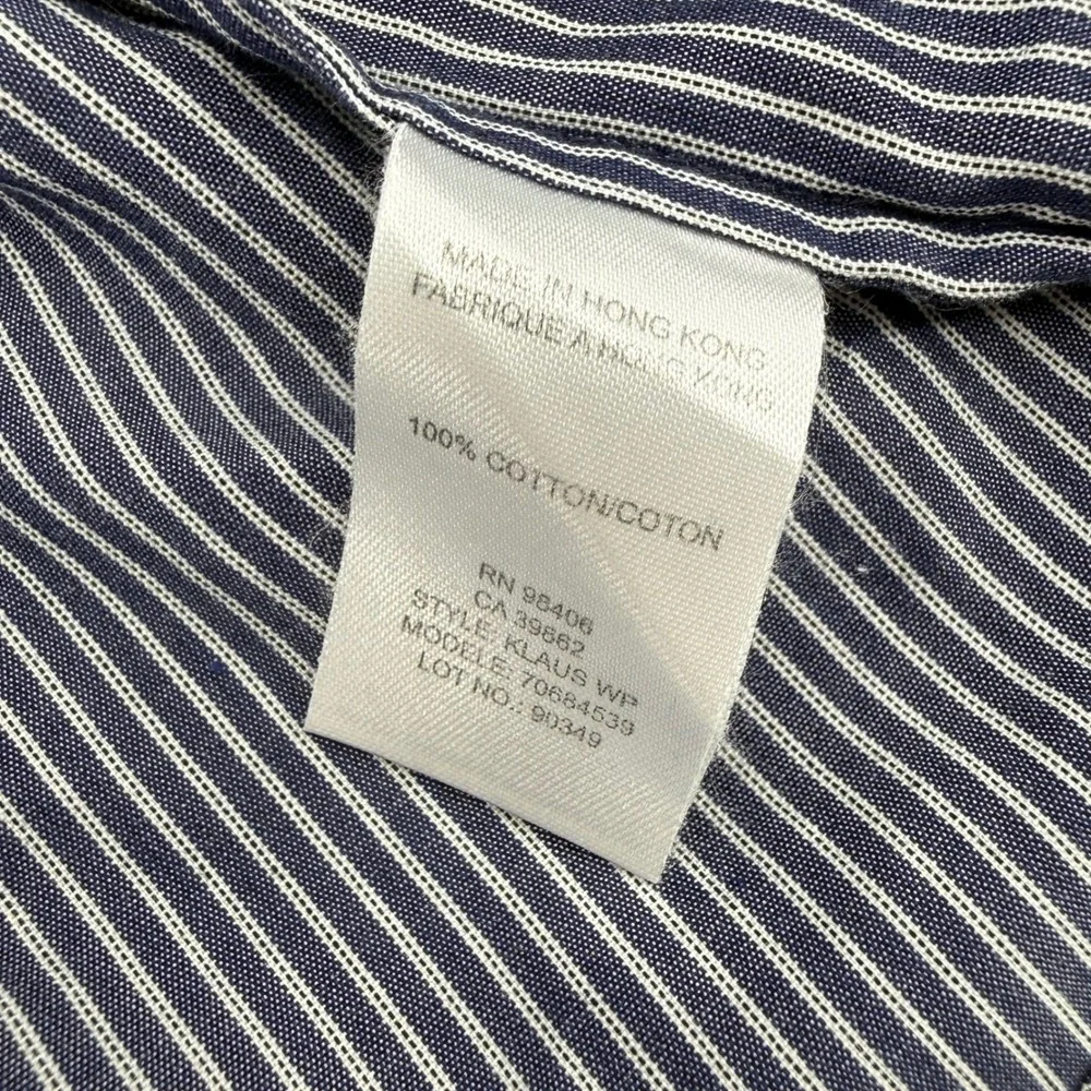 Theory‎ Mens Striped Dress Shirt Long Sleeve Button Down Size L Blue White - Picture 6 of 6
